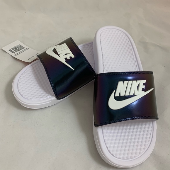 nike iridescent slides